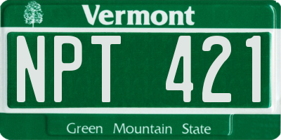 VT license plate NPT421