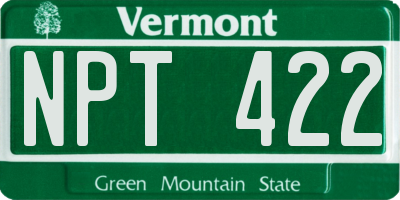 VT license plate NPT422