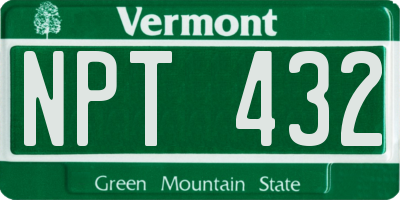 VT license plate NPT432