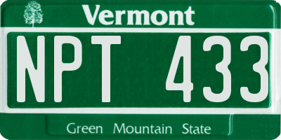 VT license plate NPT433