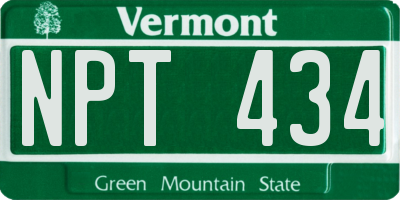 VT license plate NPT434