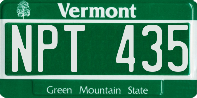 VT license plate NPT435