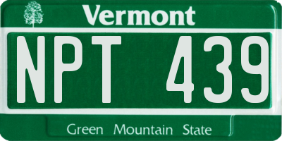 VT license plate NPT439
