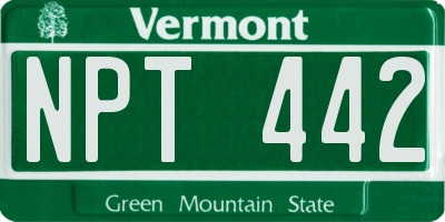 VT license plate NPT442