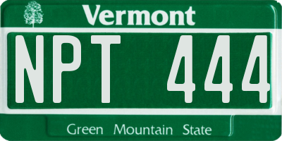 VT license plate NPT444