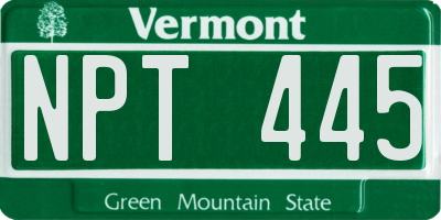 VT license plate NPT445