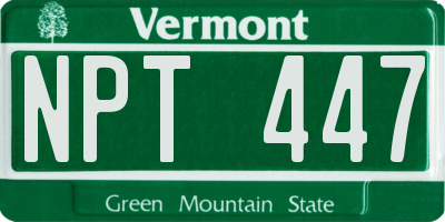 VT license plate NPT447