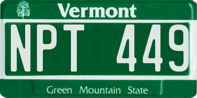 VT license plate NPT449