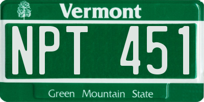 VT license plate NPT451