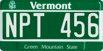 VT license plate NPT456