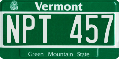VT license plate NPT457