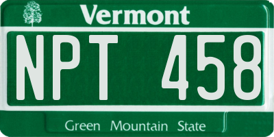 VT license plate NPT458