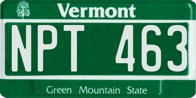 VT license plate NPT463