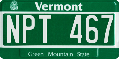 VT license plate NPT467