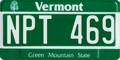 VT license plate NPT469