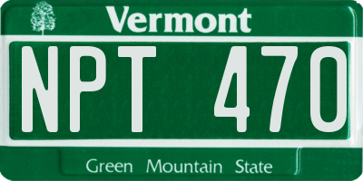 VT license plate NPT470