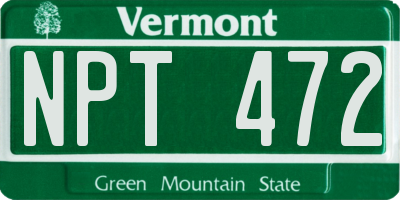VT license plate NPT472