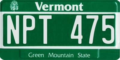 VT license plate NPT475