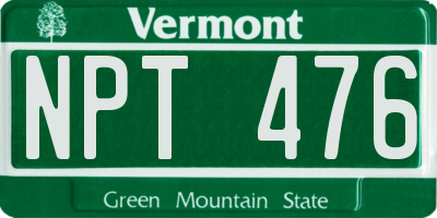 VT license plate NPT476