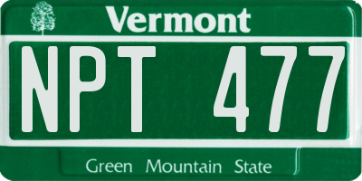 VT license plate NPT477