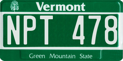 VT license plate NPT478