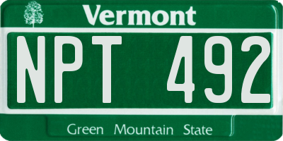 VT license plate NPT492