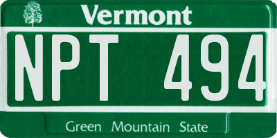 VT license plate NPT494