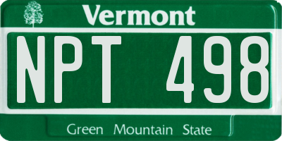 VT license plate NPT498