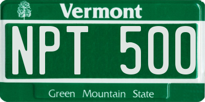 VT license plate NPT500