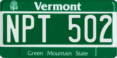 VT license plate NPT502