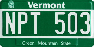 VT license plate NPT503