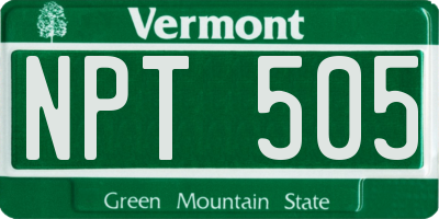 VT license plate NPT505