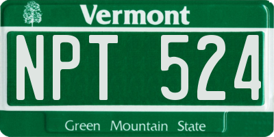 VT license plate NPT524