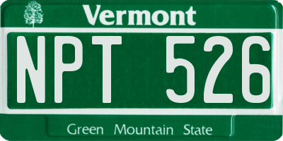 VT license plate NPT526