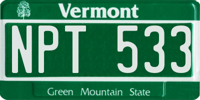 VT license plate NPT533