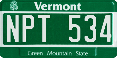 VT license plate NPT534