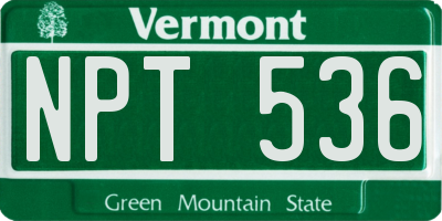 VT license plate NPT536