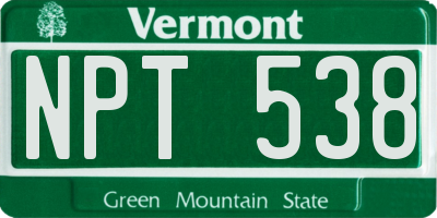 VT license plate NPT538