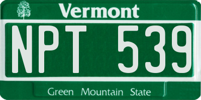 VT license plate NPT539