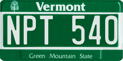 VT license plate NPT540