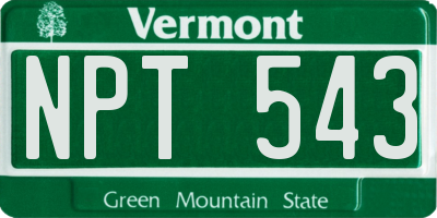 VT license plate NPT543