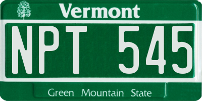 VT license plate NPT545