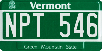 VT license plate NPT546