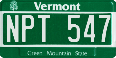 VT license plate NPT547