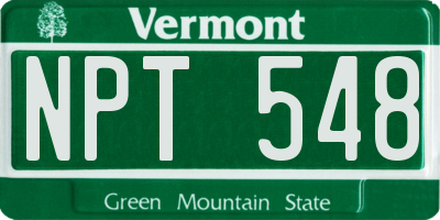 VT license plate NPT548