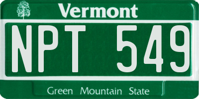 VT license plate NPT549