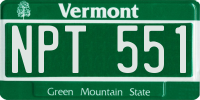 VT license plate NPT551