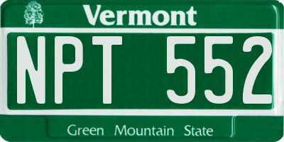 VT license plate NPT552