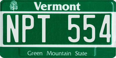 VT license plate NPT554