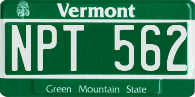 VT license plate NPT562